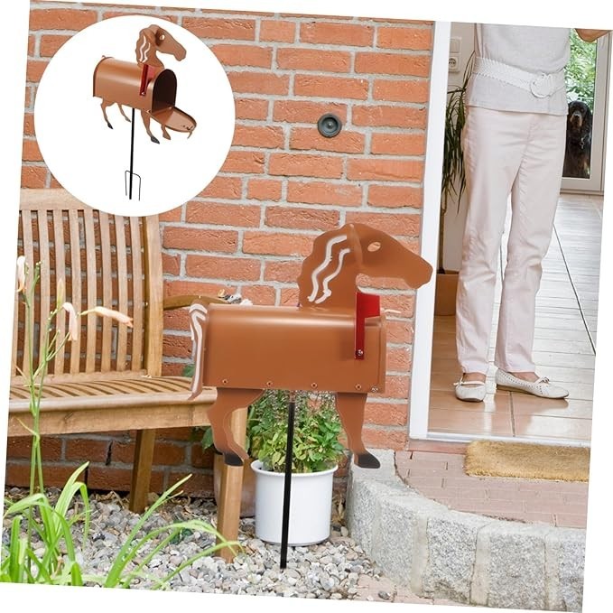 Horse Mailbox for Garden | Iron Postbox Outdoor Decor | Farmhouse Letter Box - Kwikley