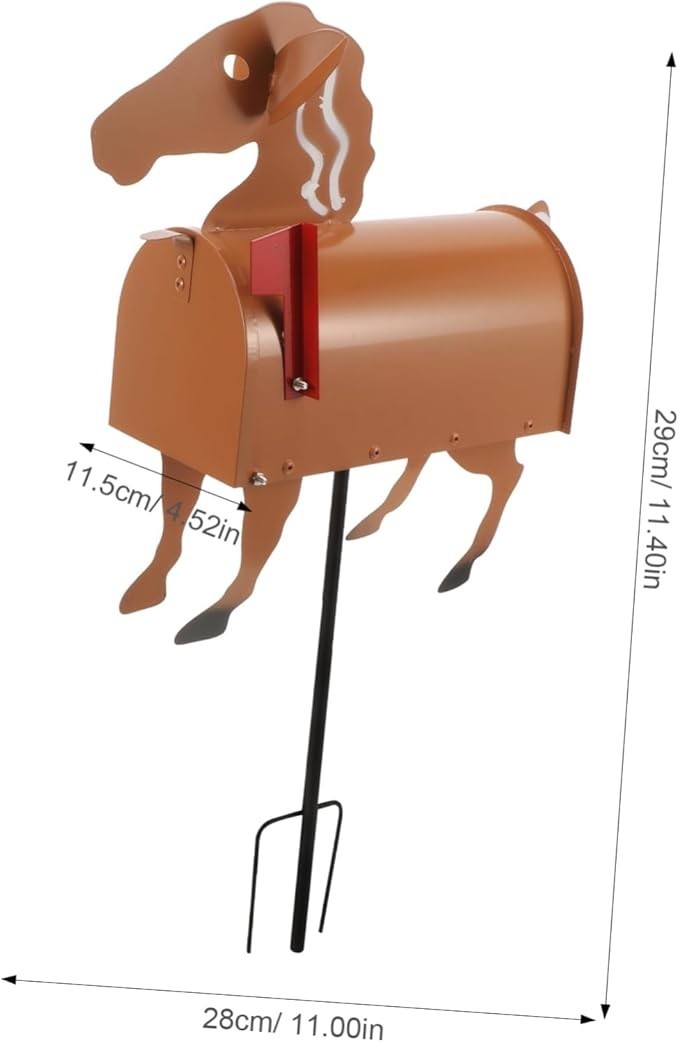Horse Mailbox for Garden | Iron Postbox Outdoor Decor | Farmhouse Letter Box - Kwikley