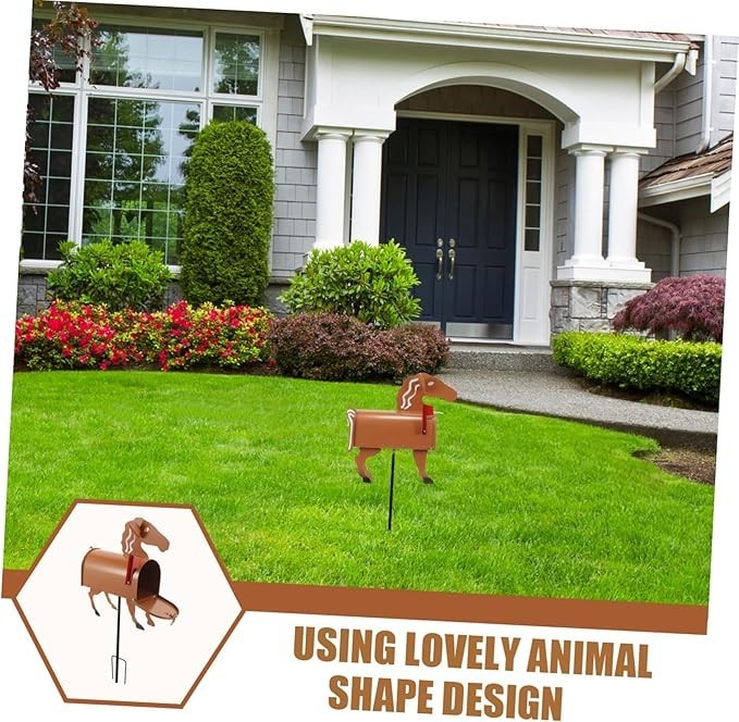 Horse Mailbox for Garden | Iron Postbox Outdoor Decor | Farmhouse Letter Box - Kwikley