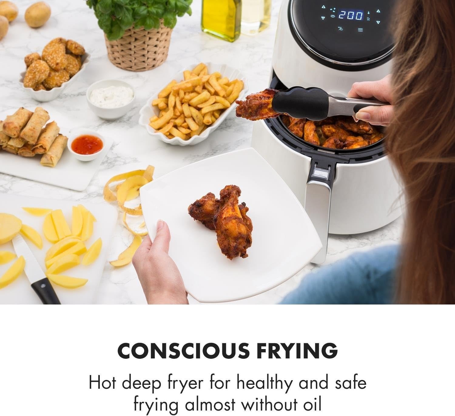 Hot Air Fryer 2.5L 1300W Fat Free Cooking 8 Programs Digital - Kwikley