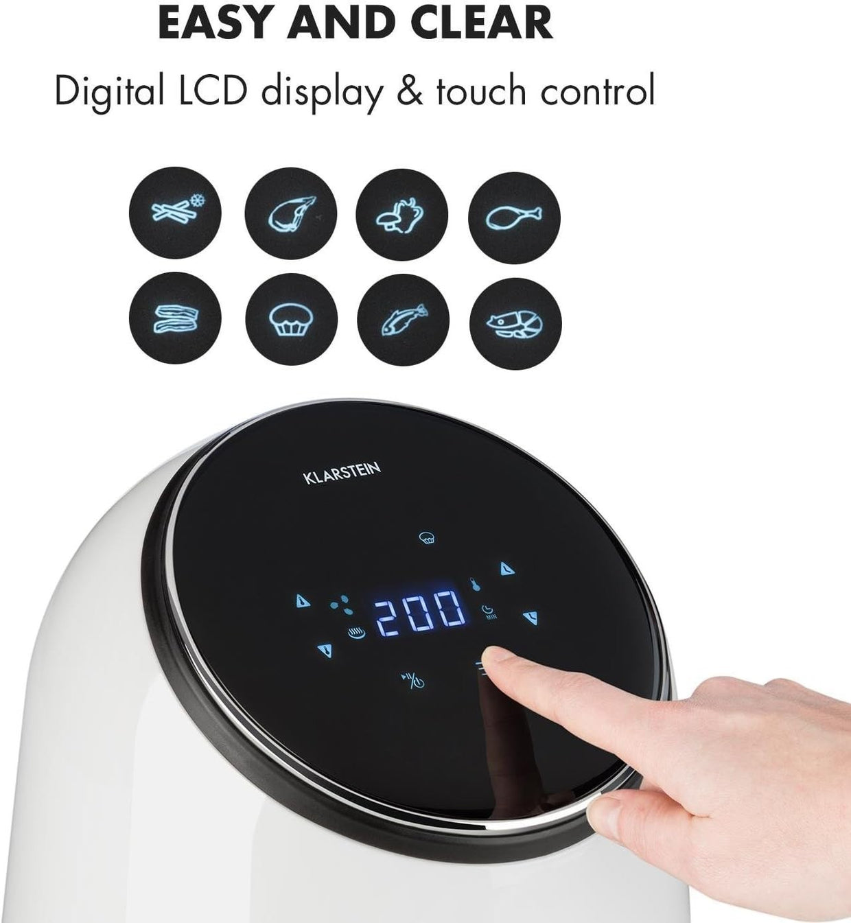 Hot Air Fryer 2.5L 1300W Fat Free Cooking 8 Programs Digital - Kwikley