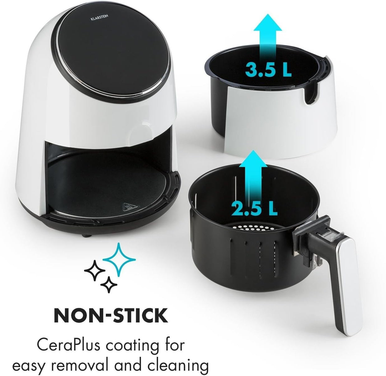 Hot Air Fryer 2.5L 1300W Fat Free Cooking 8 Programs Digital - Kwikley