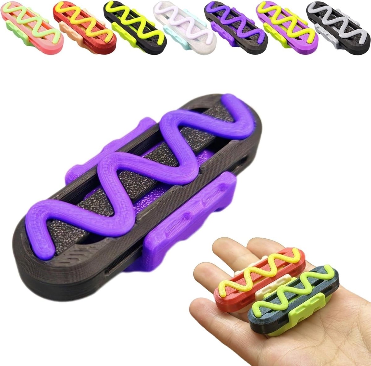 Hot Dog Fidget Slider with Ratchet Ring Clicky EDC Stress Toy - Kwikley