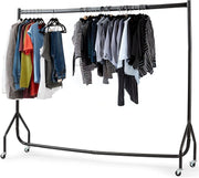 House of Home Heavy Duty Clothes Rail 150kg – 6ft Black with Wheels - Kwikley