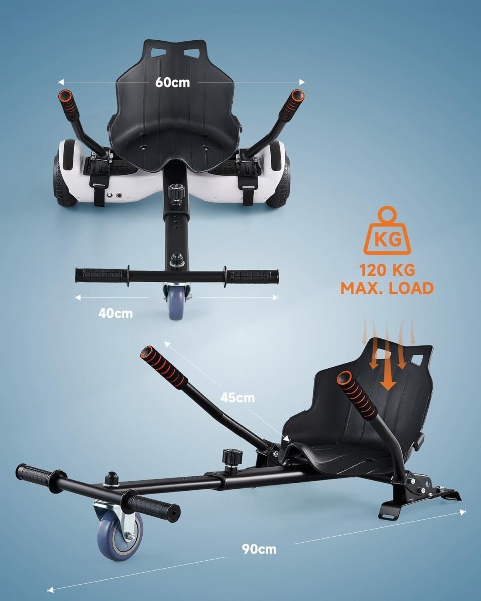 Hoverkart Attachment Seat for 6.5 8 10 Inch Hoverboard Adjustable Black - Kwikley