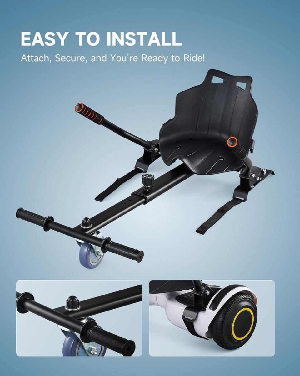 Hoverkart Attachment Seat for 6.5 8 10 Inch Hoverboard Adjustable Black - Kwikley