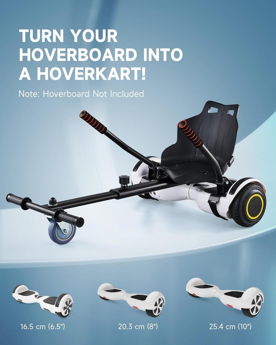 Hoverkart Attachment Seat for 6.5 8 10 Inch Hoverboard Adjustable Black - Kwikley