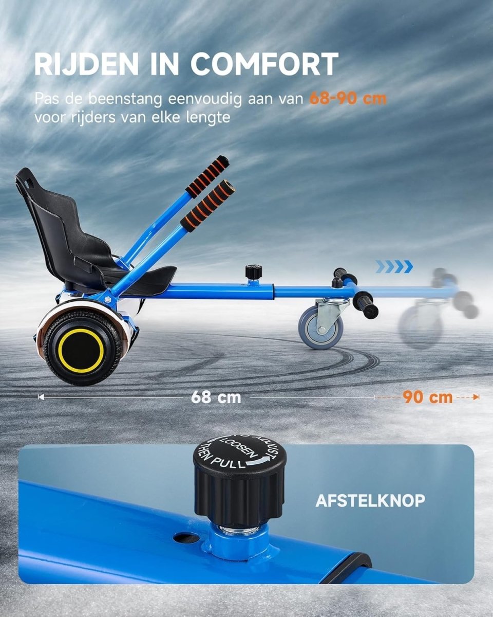 Hoverkart Attachment Seat for 6.5 8 10 Inch Hoverboard Blue Adjustable - Kwikley
