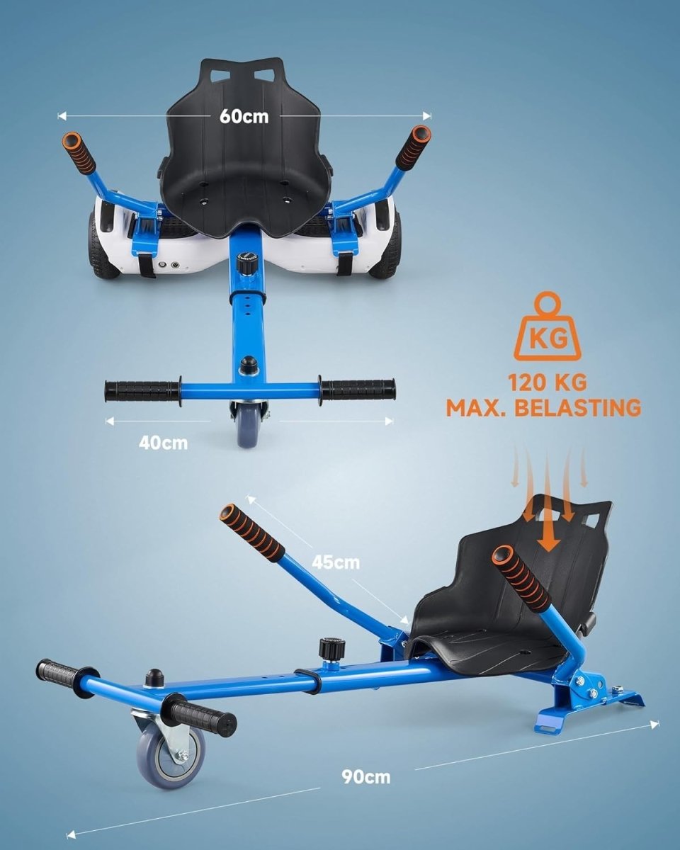 Hoverkart Attachment Seat for 6.5 8 10 Inch Hoverboard Blue Adjustable - Kwikley