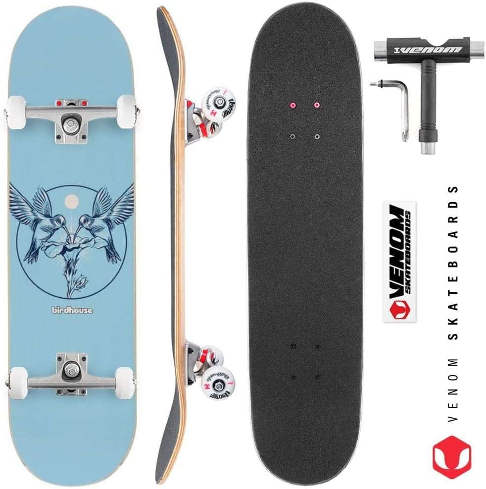 Hummingbird Logo Custom Complete Skateboard 8.25" Blue 52mm Wheels - Kwikley