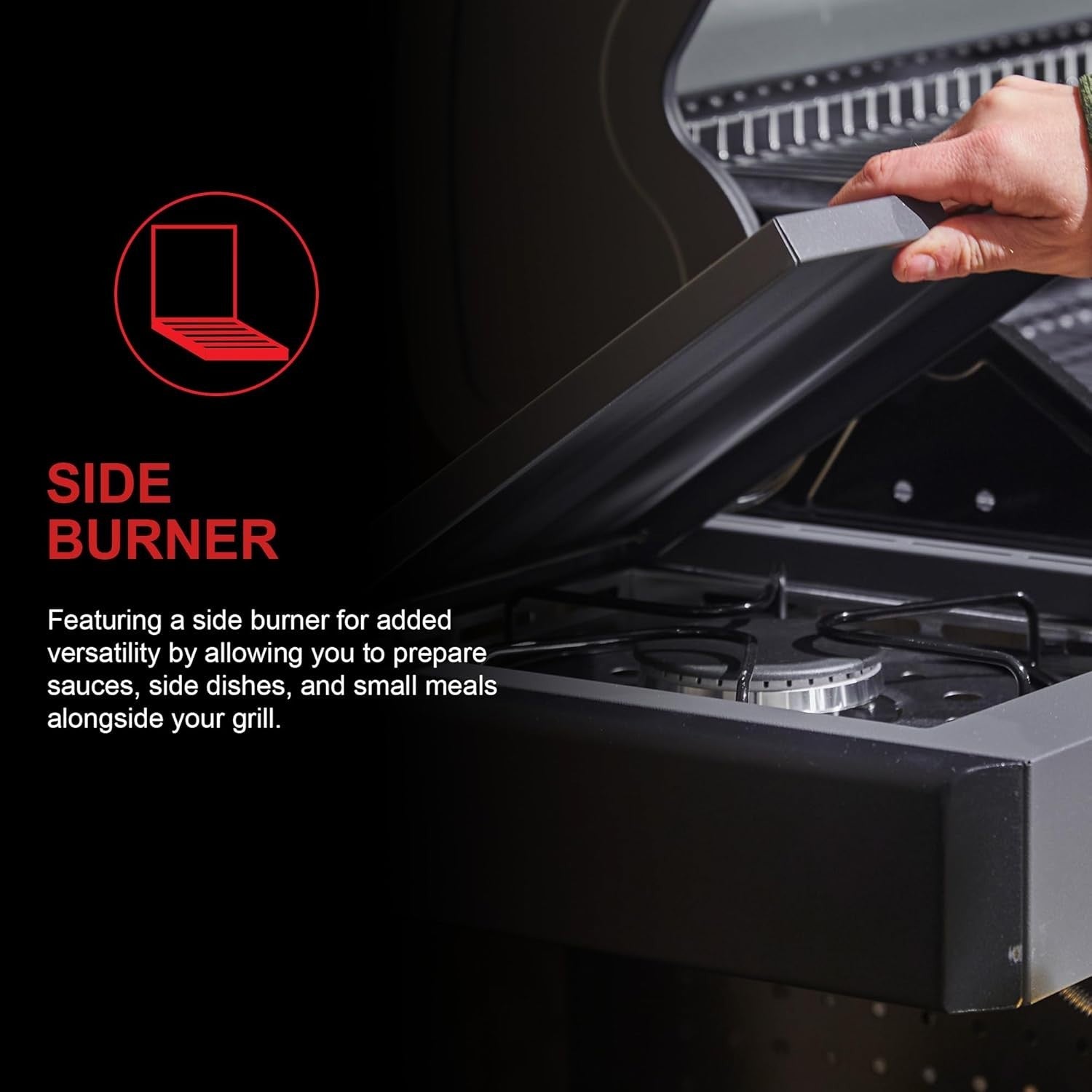 Hybrid Gas & Charcoal BBQ Grill 2 Burner with Side Burner Cast Iron Griddle - Kwikley