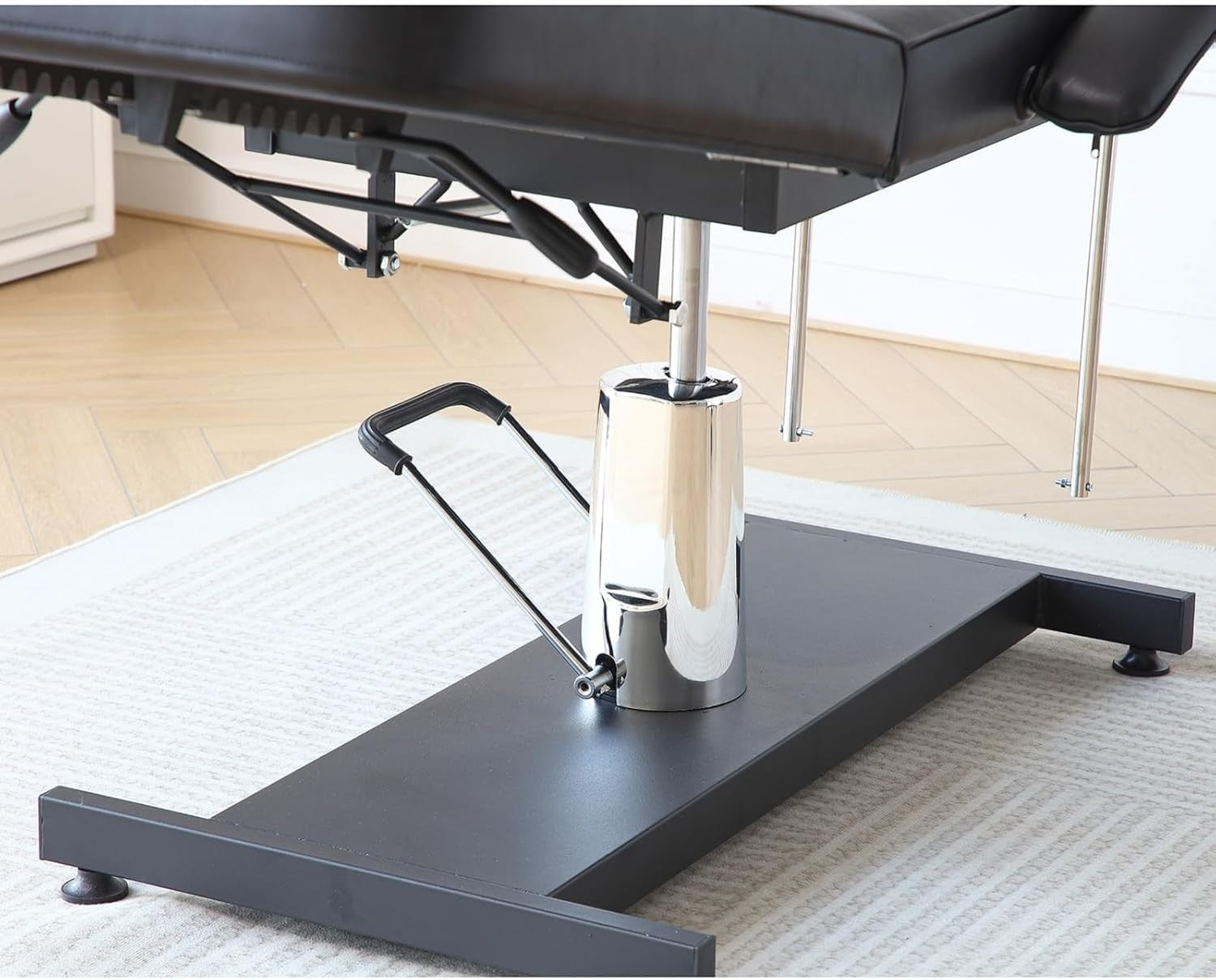 Hydraulic 3 - Section Beauty Massage Bed w/ Head Cushion & Swivel Stool Black - Kwikley