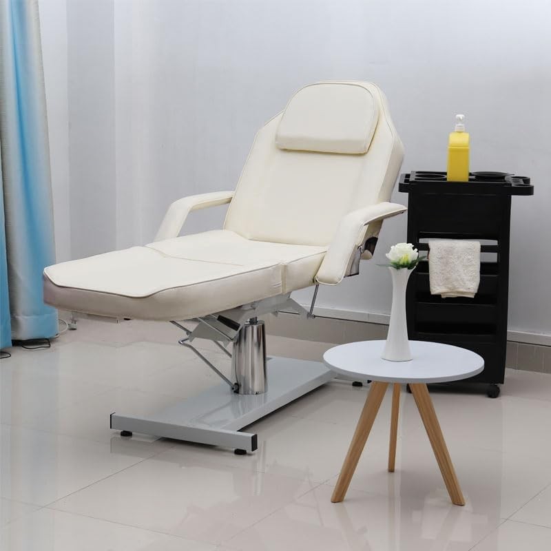 Hydraulic Adjustable Beauty Bed 3 - Section Massage Table Lash Tattoo Chair White - Kwikley