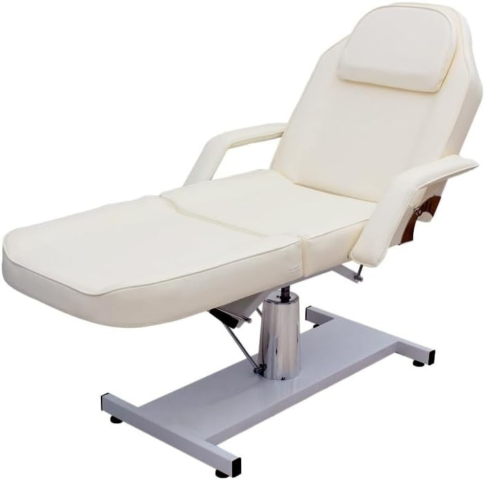 Hydraulic Adjustable Beauty Bed 3 - Section Massage Table Lash Tattoo Chair White - Kwikley
