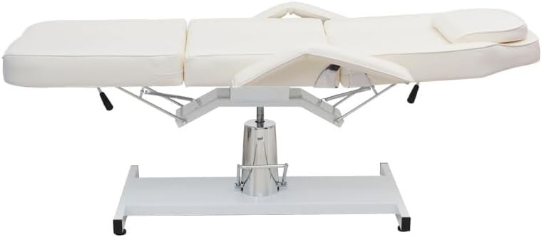 Hydraulic Adjustable Beauty Bed 3 - Section Massage Table Lash Tattoo Chair White - Kwikley
