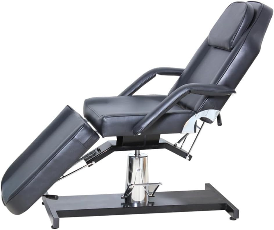 Hydraulic Adjustable Beauty Bed 3 - Section Massage Table Rotating Chair Black - Kwikley