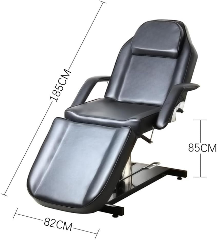 Hydraulic Adjustable Beauty Bed 3 - Section Massage Table Rotating Chair Black - Kwikley