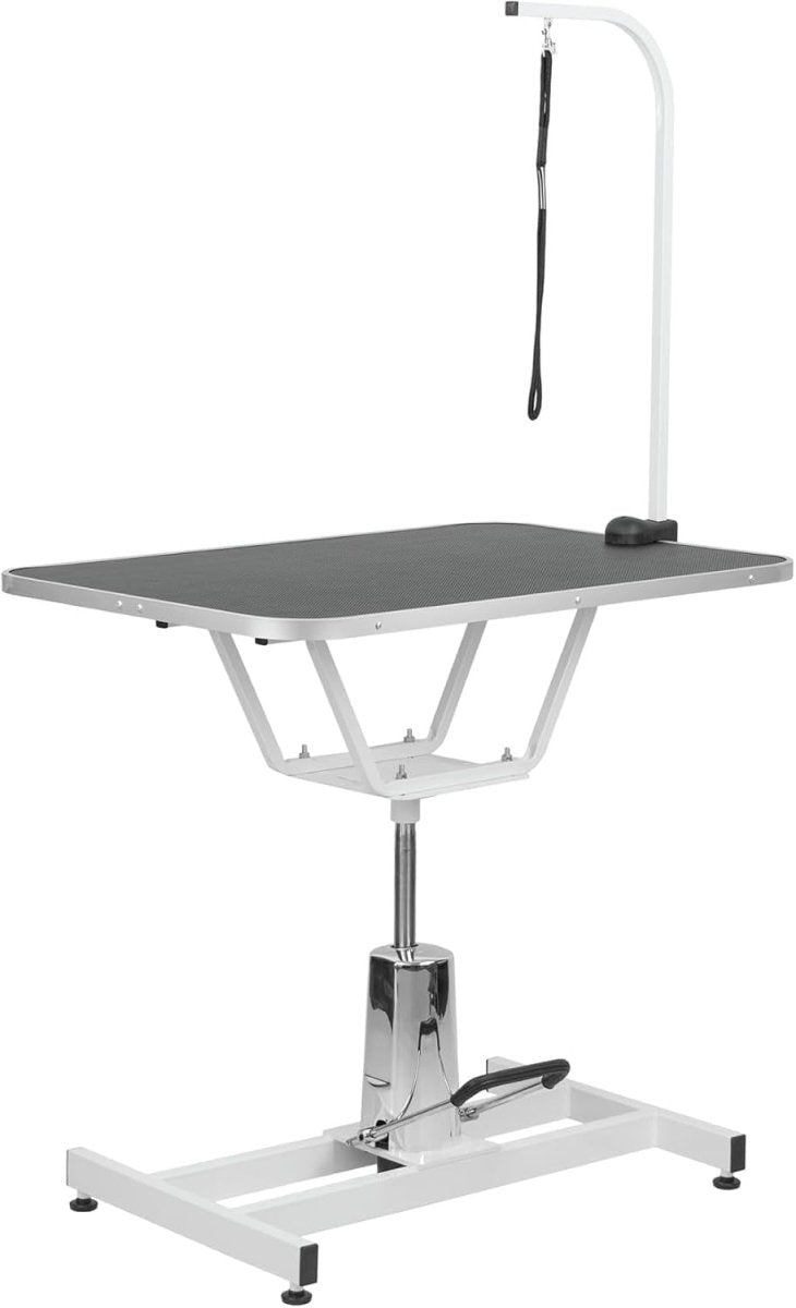 Hydraulic Dog Grooming Table Adjustable Height Non Slip Top with Arm - Kwikley