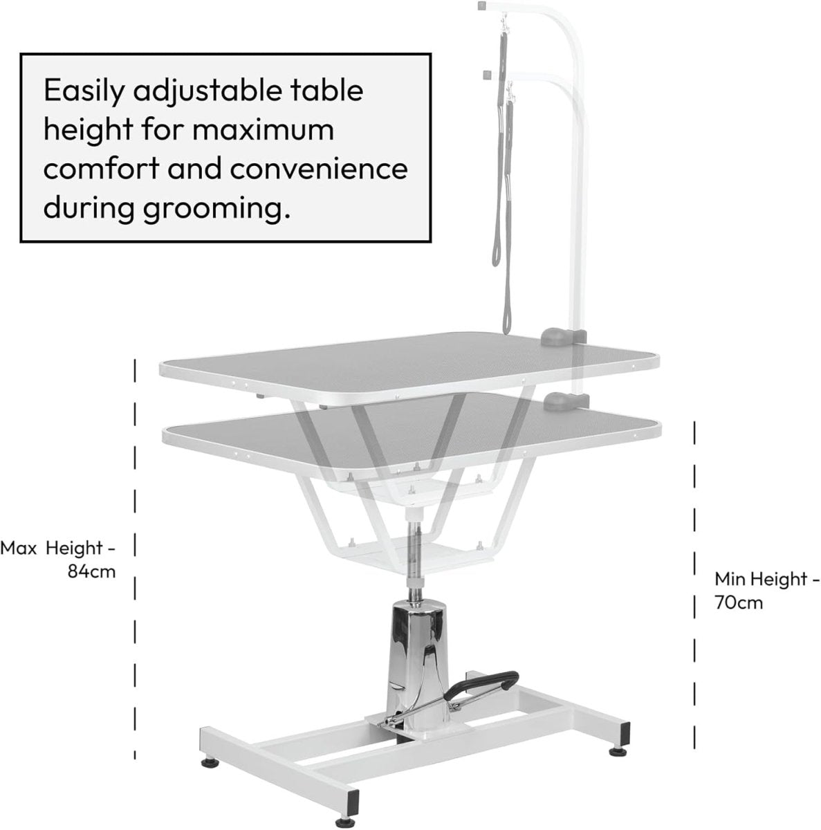 Hydraulic Dog Grooming Table Adjustable Height Non Slip Top with Arm - Kwikley