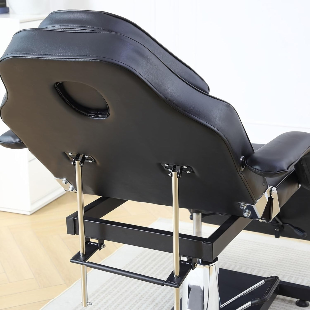 Hydraulic Massage Table 360° Swivel Adjustable Beauty Bed w/ Stool Black - Kwikley