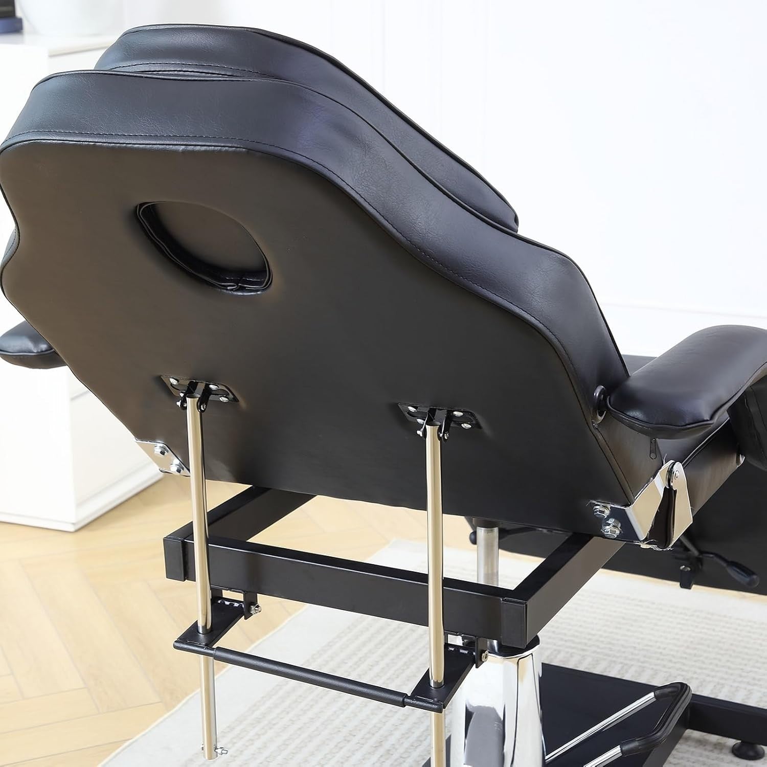 Hydraulic Massage Table 360° Swivel Adjustable Beauty Bed w/ Stool Black - Kwikley