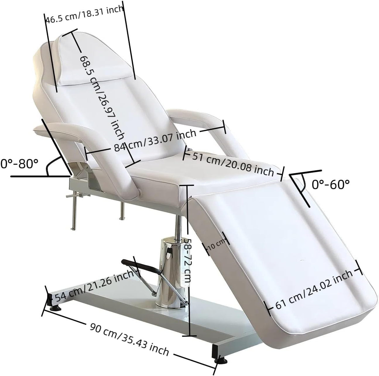 Hydraulic Massage Table 360° Swivel Adjustable Beauty Bed w/ Stool Black - Kwikley