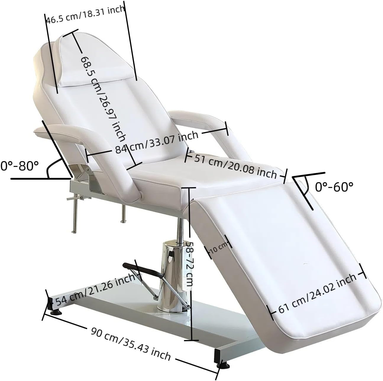 Hydraulic Massage Table 360° Swivel Adjustable Beauty Bed w/ Stool Black - Kwikley