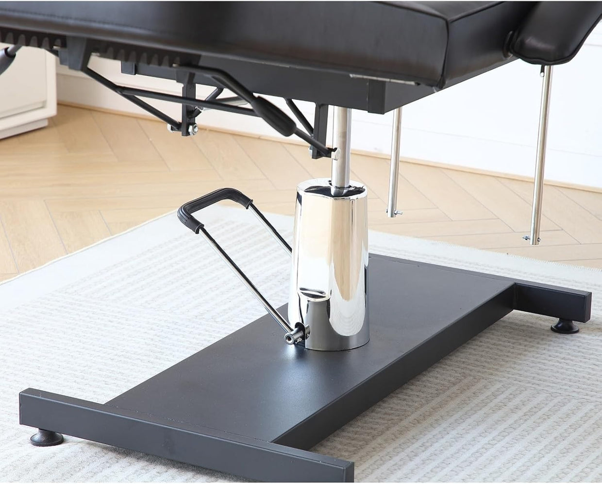 Hydraulic Massage Table 360° Swivel Adjustable Beauty Bed w/ Stool Black - Kwikley