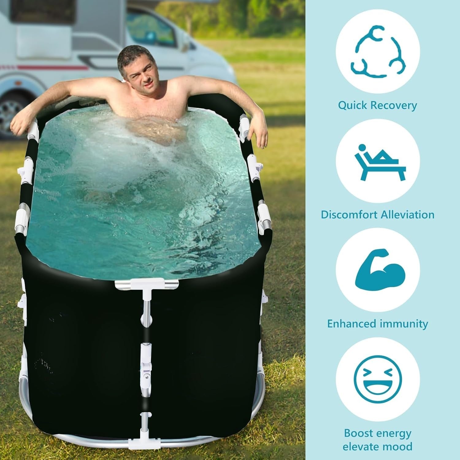 Ice Bath Tub for Athletes | Portable Foldable Hot & Cold Plunge Spa Tub - Kwikley