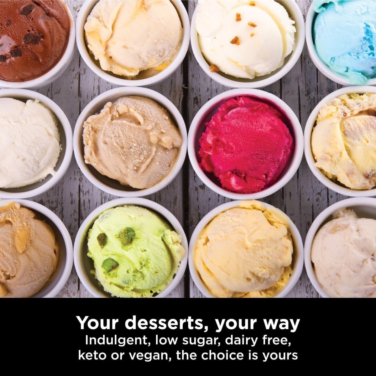 Ice Cream Maker Machine 7 Programs 2L Frozen Desserts With Extra Tubs - Kwikley