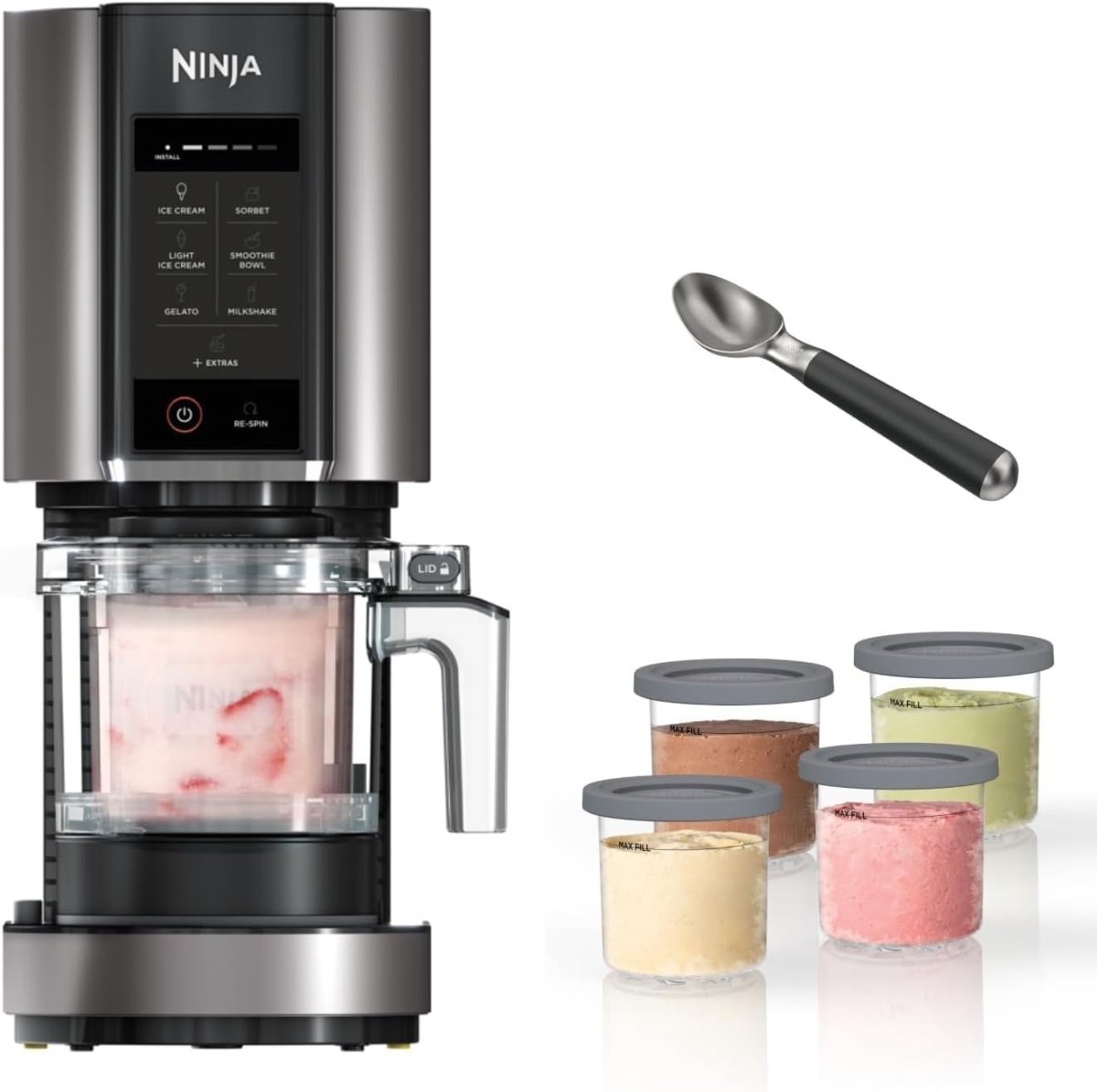 Ice Cream Maker Machine 7 Programs 2L Frozen Desserts With Extra Tubs - Kwikley