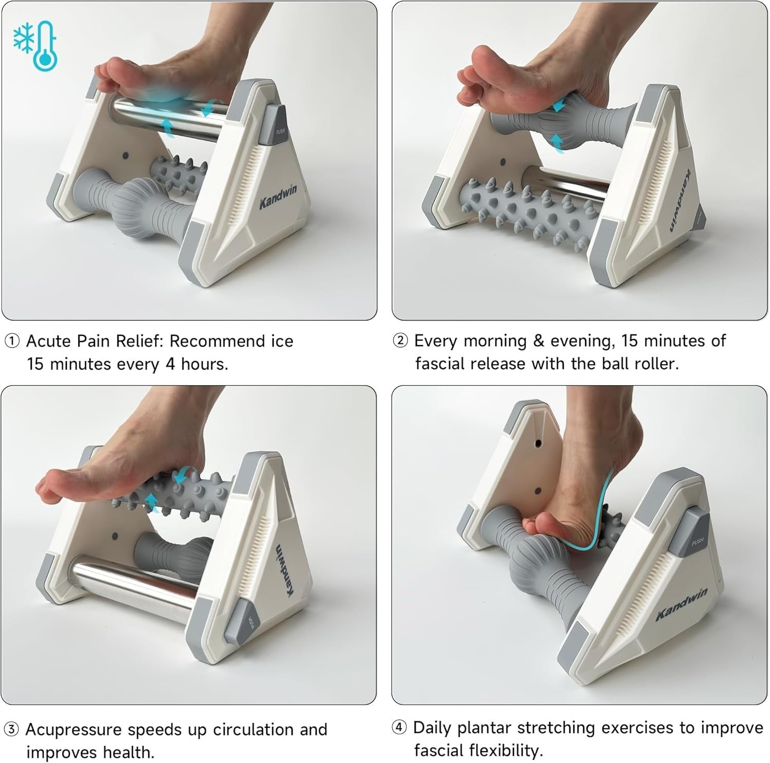 Ice Therapy Foot Massager for Plantar Fasciitis, Pain Relief & Circulation - Kwikley