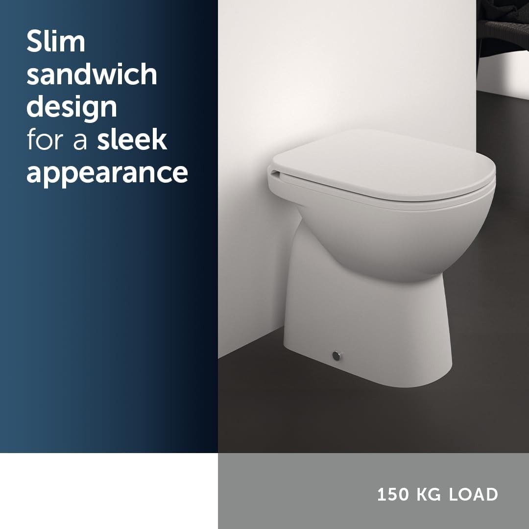 I.Life A Toilet Seat White Wall - Mounted Compatible Metal Hinges - Kwikley