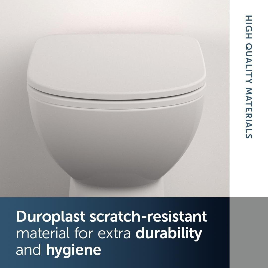 I.Life A Toilet Seat White Wall - Mounted Compatible Metal Hinges - Kwikley