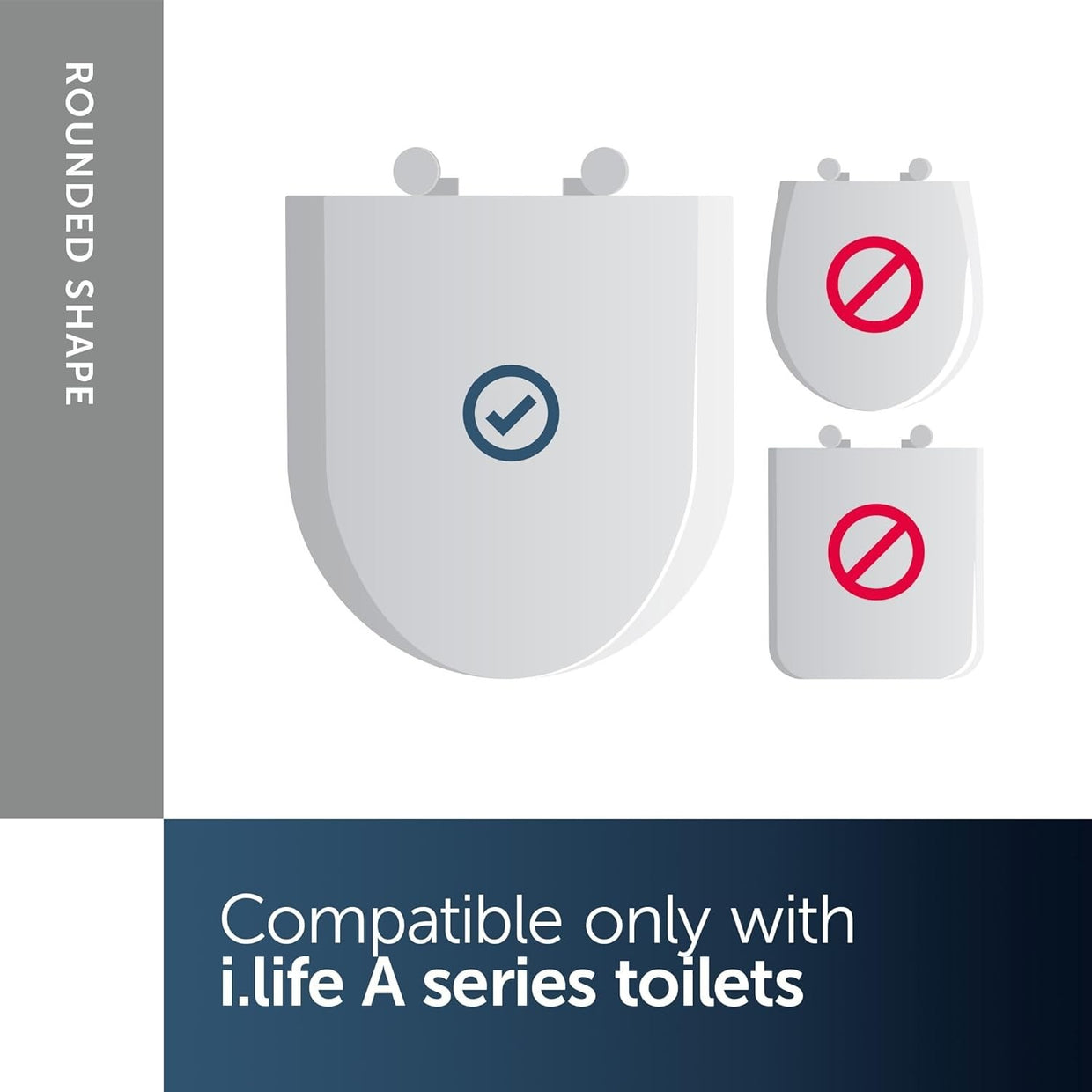 I.Life A Toilet Seat White Wall - Mounted Compatible Metal Hinges - Kwikley
