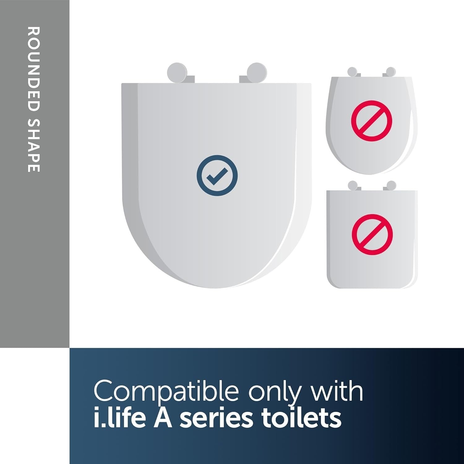 I.Life A Toilet Seat White Wall - Mounted Compatible Metal Hinges - Kwikley