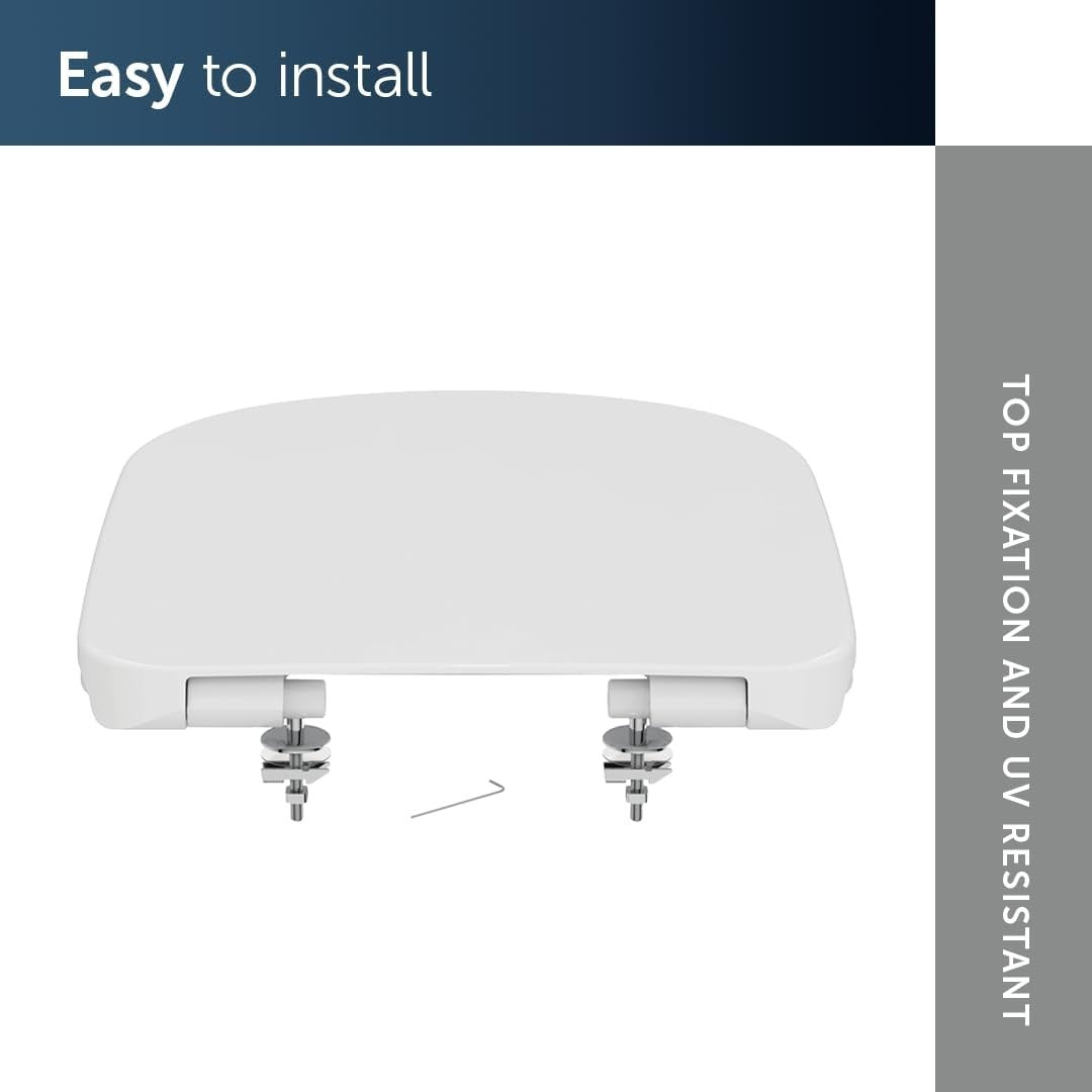 I.Life A Toilet Seat White Wall - Mounted Compatible Metal Hinges - Kwikley