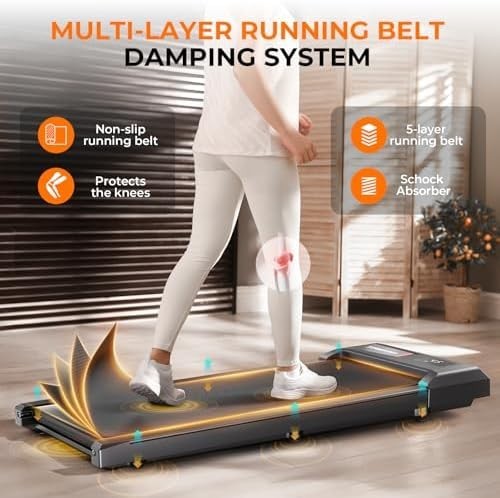 Incline Walking Pad 2.5HP Under Desk Treadmill 6km/h Quiet Portable Home Office - Kwikley