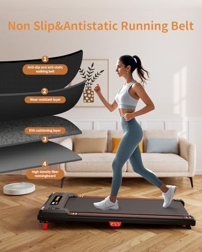 Incline Walking Pad Treadmill 330lb Capacity 2.5HP Under Desk Portable - Kwikley