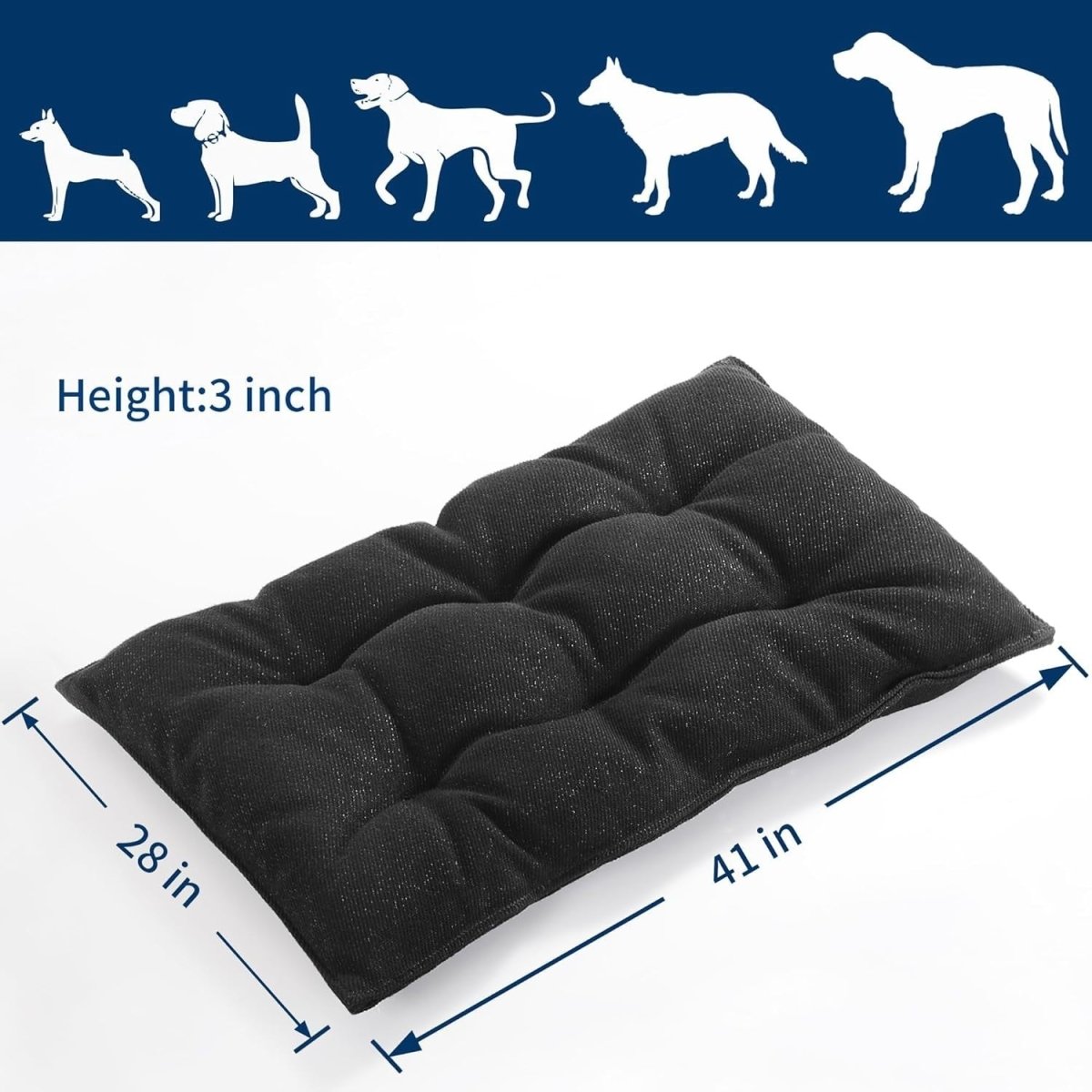 Indestructible Dog Bed XL Chew Proof Crate Pad 28x41in - Kwikley