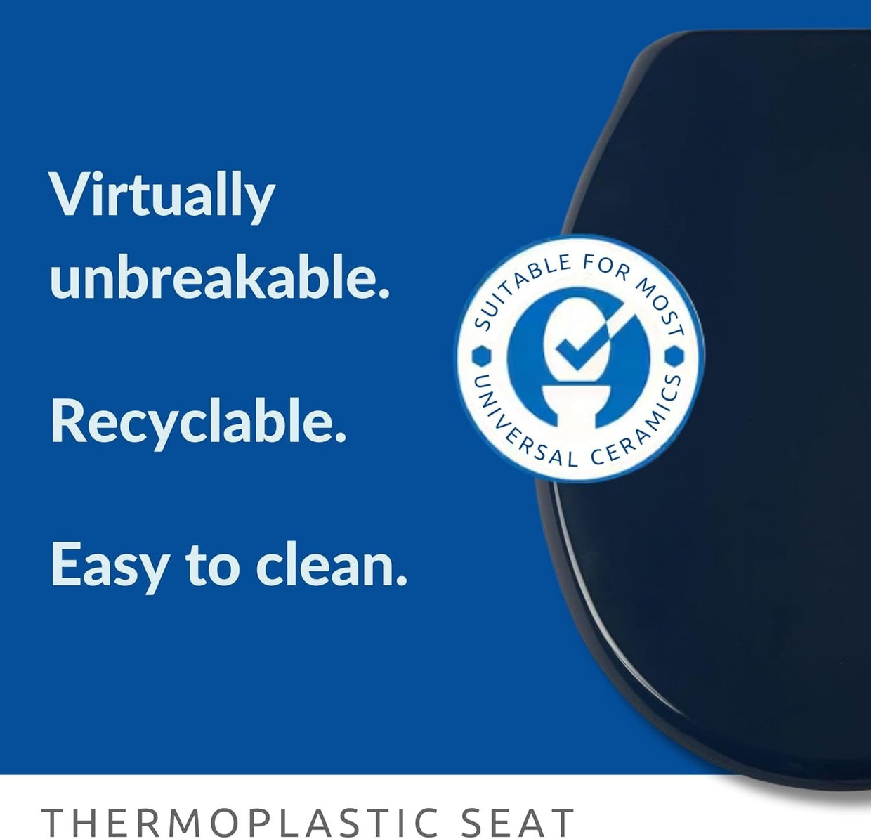 Indigo Blue Toilet Seat | Ultra - Fix, Thermoplastic, Adjustable Hinges - Kwikley