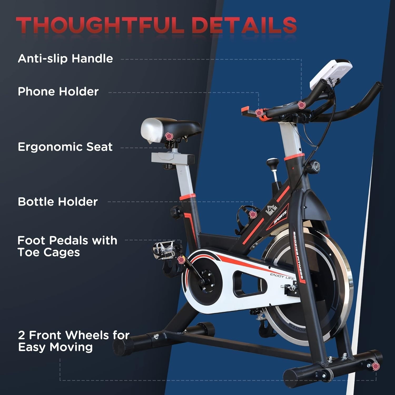 Indoor Cycling Exercise Bike 8kg Flywheel Quiet Belt Drive LCD Pulse Sensor - Kwikley