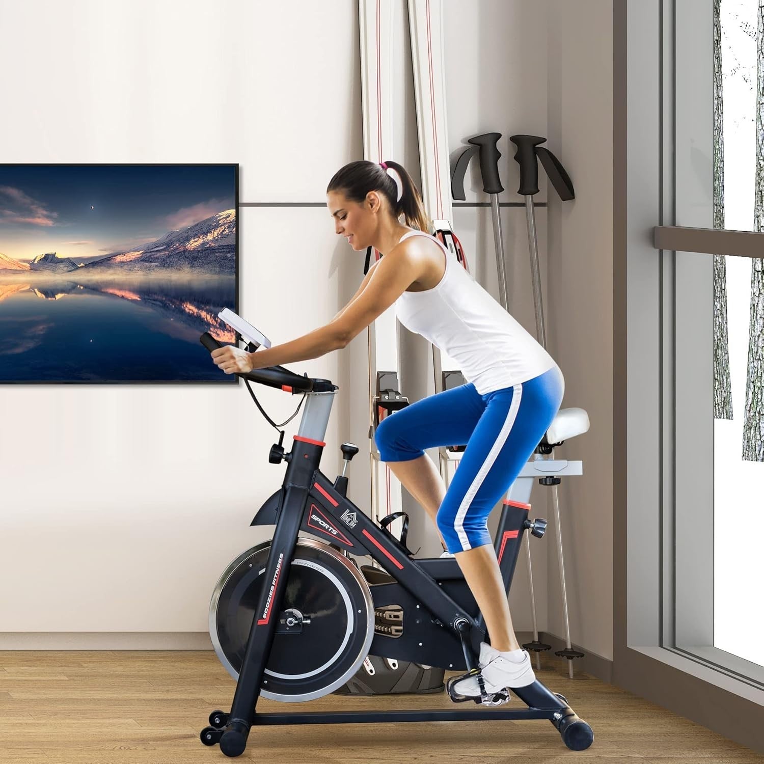 Indoor Cycling Exercise Bike 8kg Flywheel Quiet Belt Drive LCD Pulse Sensor - Kwikley