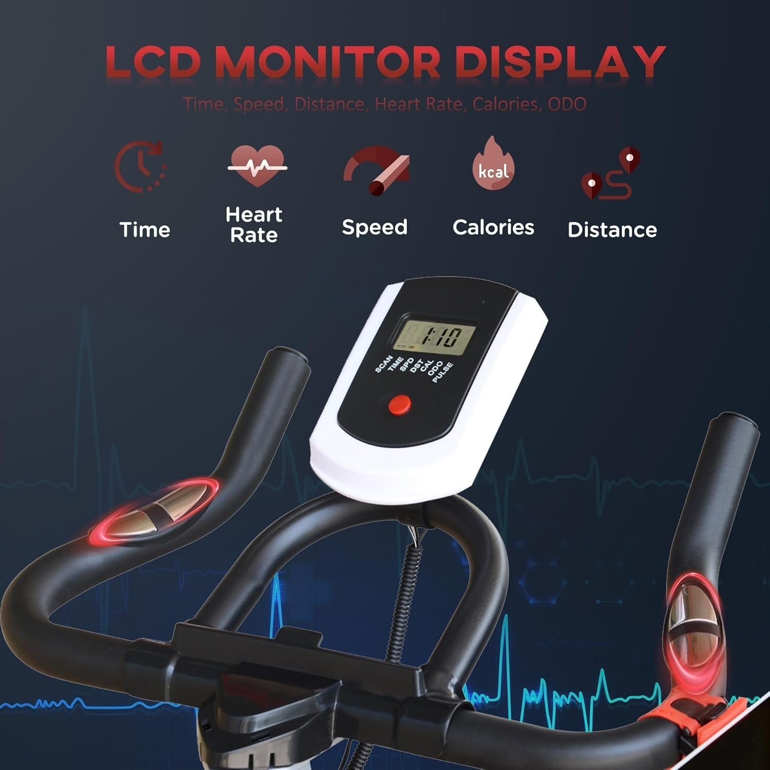 Indoor Cycling Exercise Bike 8kg Flywheel Quiet Belt Drive LCD Pulse Sensor - Kwikley