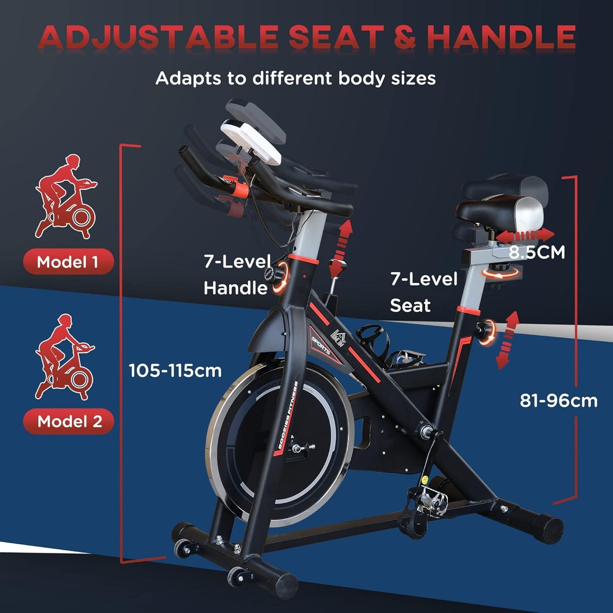 Indoor Cycling Exercise Bike 8kg Flywheel Quiet Belt Drive LCD Pulse Sensor - Kwikley