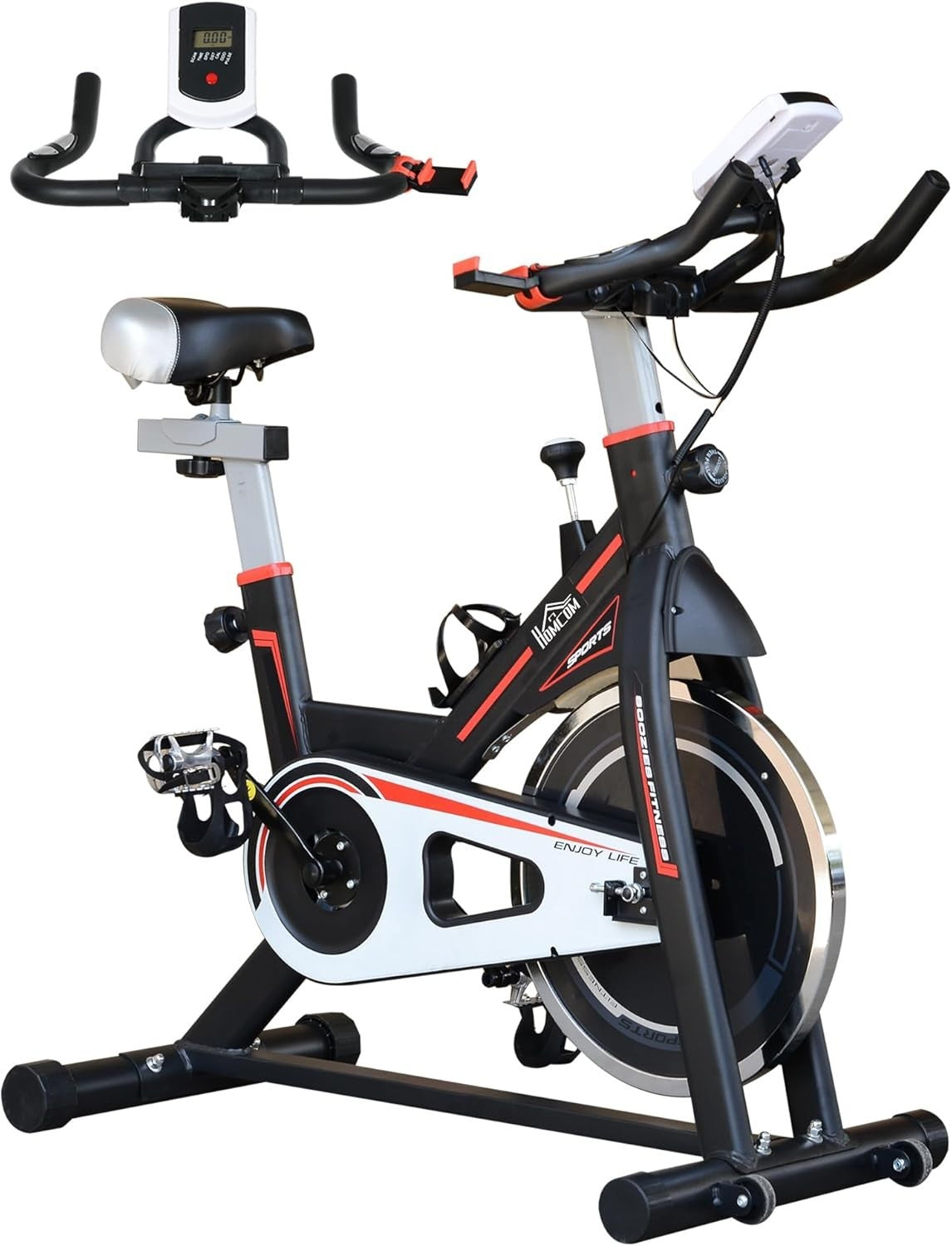 Indoor Cycling Exercise Bike 8kg Flywheel Quiet Belt Drive LCD Pulse Sensor - Kwikley