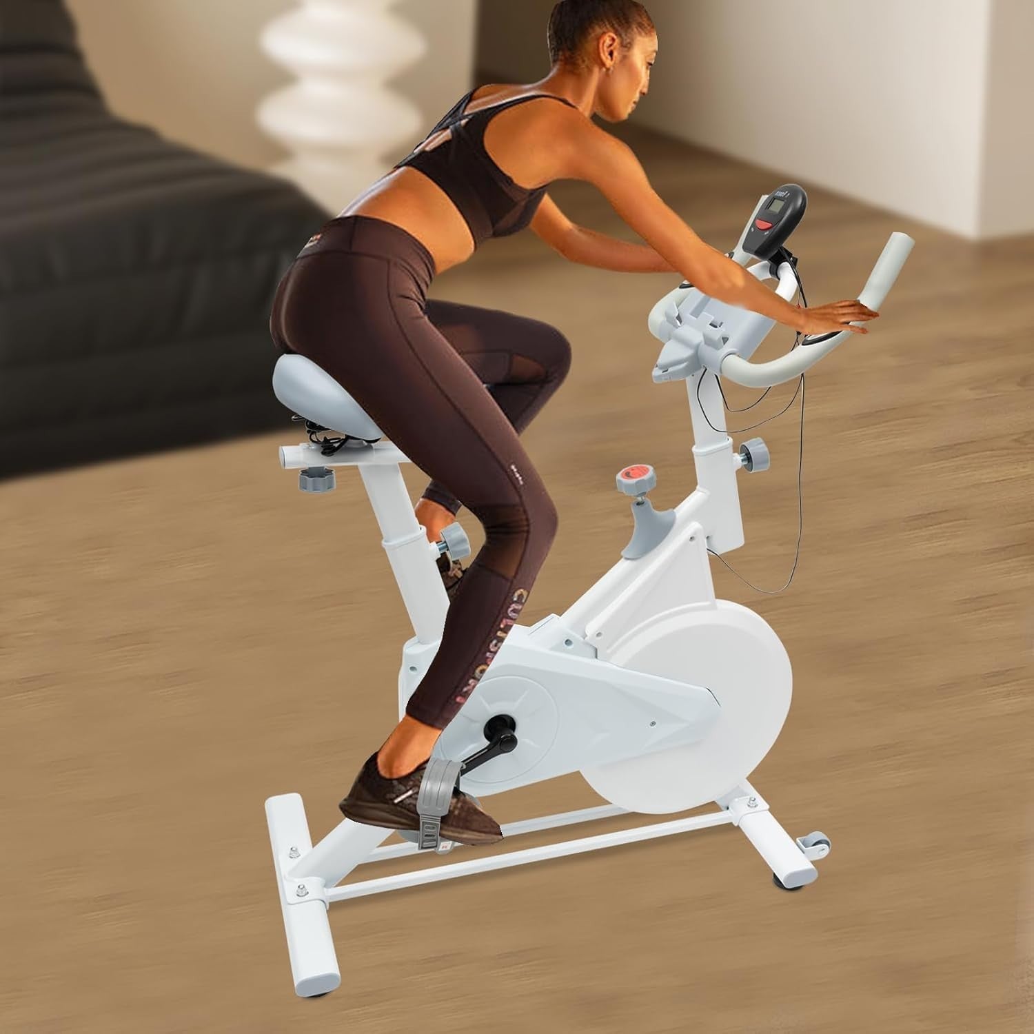 Indoor Exercise Bike w/ Adjustable Resistance, Silent Brake & 8.8lb Flywheel - Kwikley