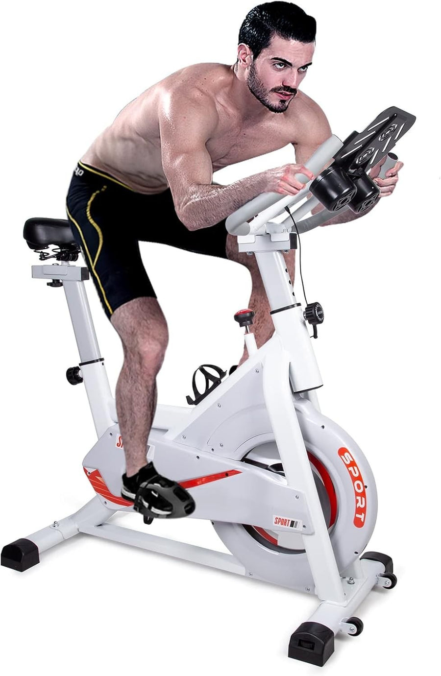 Indoor Exercise Bike w/ LCD Display, Adjustable Seat & Quiet Belt Drive, 330lb - Kwikley