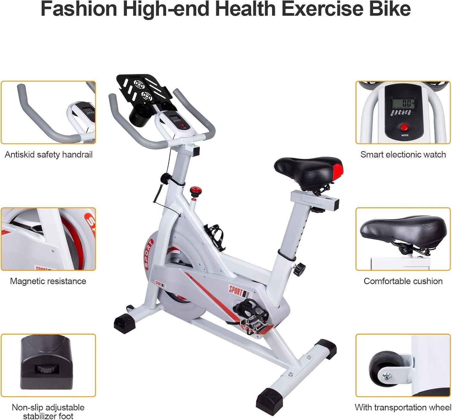 Indoor Exercise Bike w/ LCD Display, Adjustable Seat & Quiet Belt Drive, 330lb - Kwikley