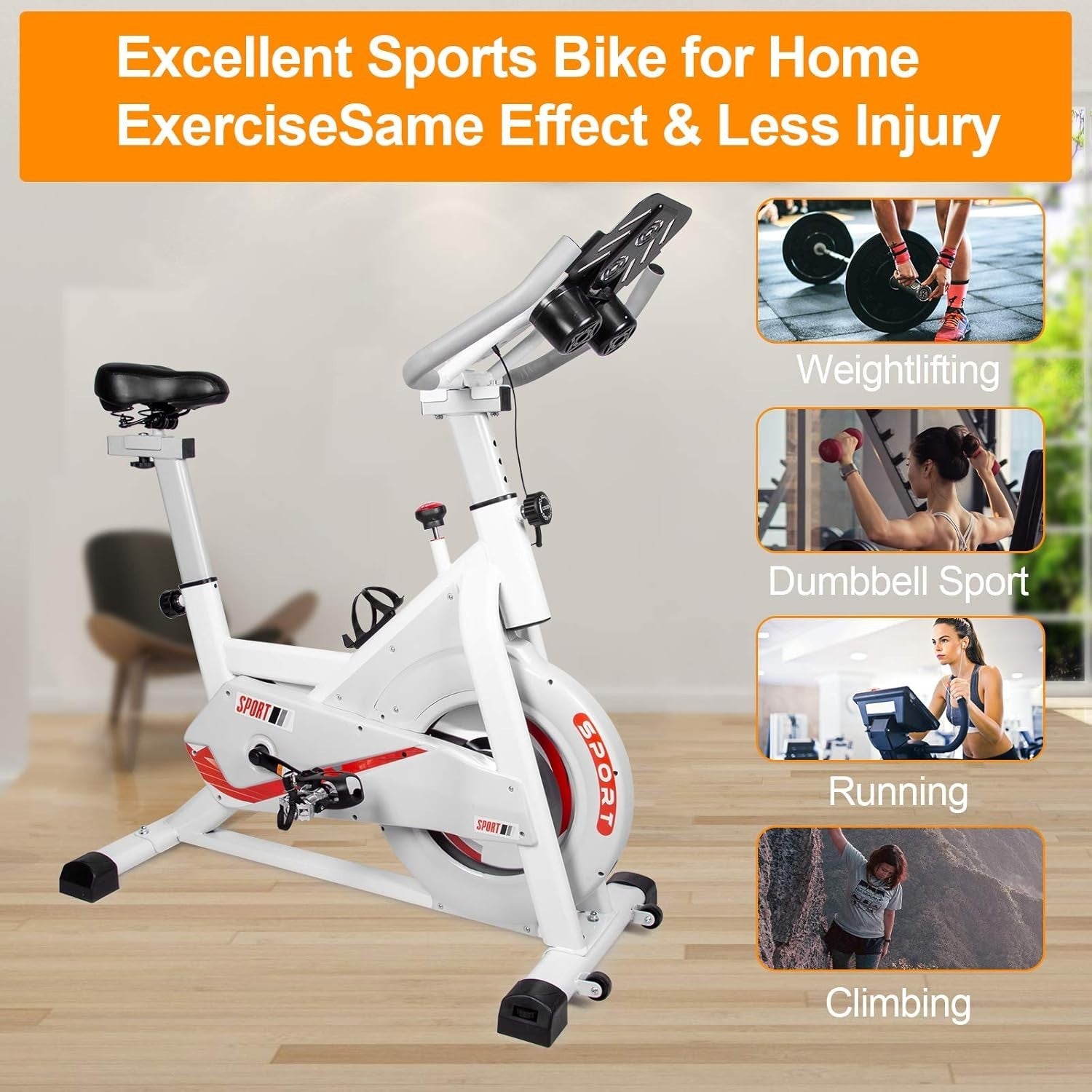 Indoor Exercise Bike w/ LCD Display, Adjustable Seat & Quiet Belt Drive, 330lb - Kwikley